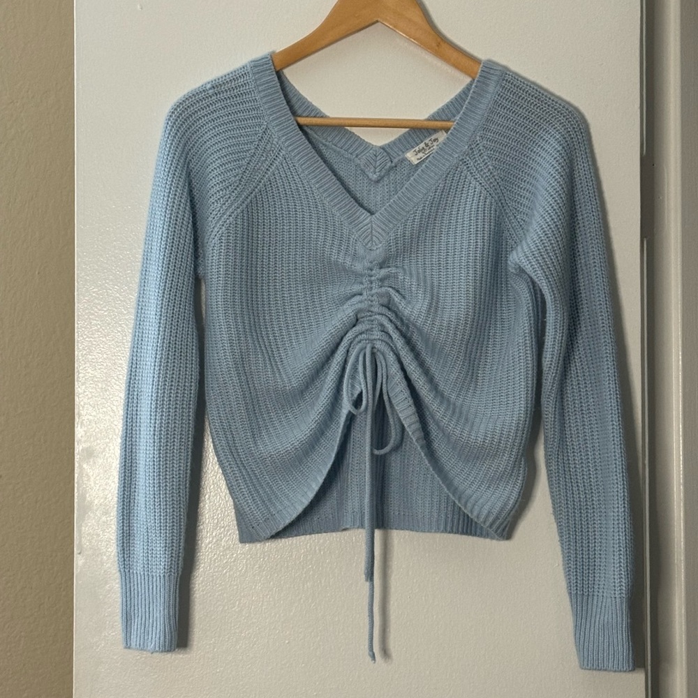 Light Blue V Neck Sweater.